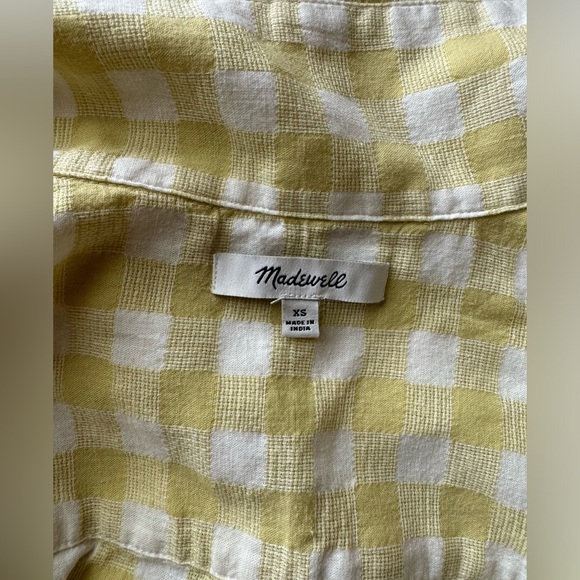 MADEWELL Woman's Cotton Linen Boxy Camp Shirt in Gingham Check, Size XS - Picture 3 of 7